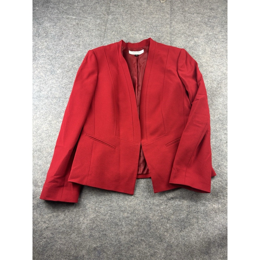 Tahari Arthur Levine Women's 12 Red Lined Blazer Hook & Eye Business Career